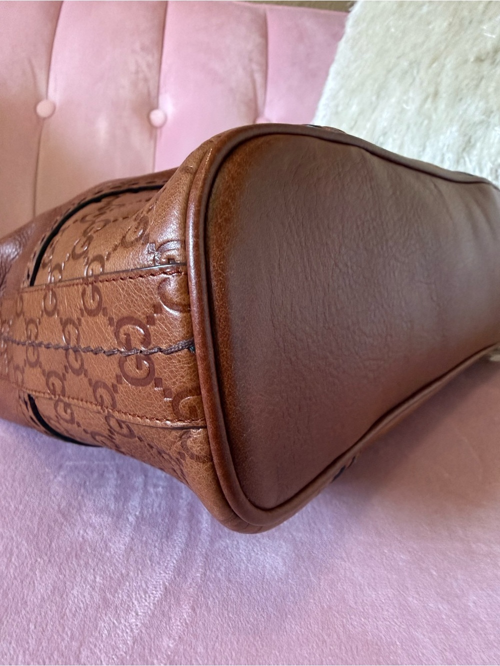 💯Auth! GUCCI Guccisimo Signoria Brown Leather Hobo Shoulder Bag w Gold Hardware - Picture 7 of 16